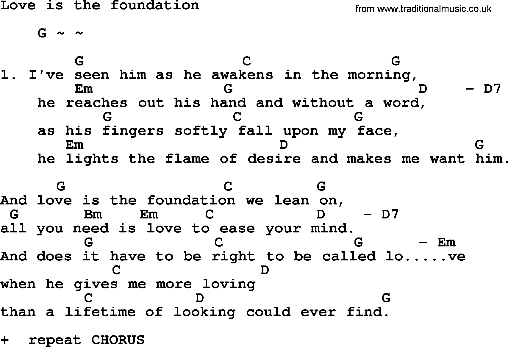 Loretta Lynn song: Love Is The Foundation lyrics and chords
