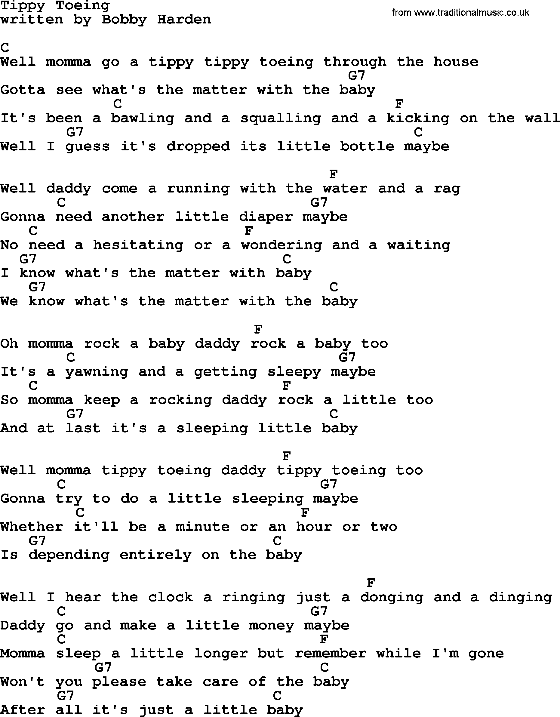 Loretta Lynn song: Tippy Toeing lyrics and chords