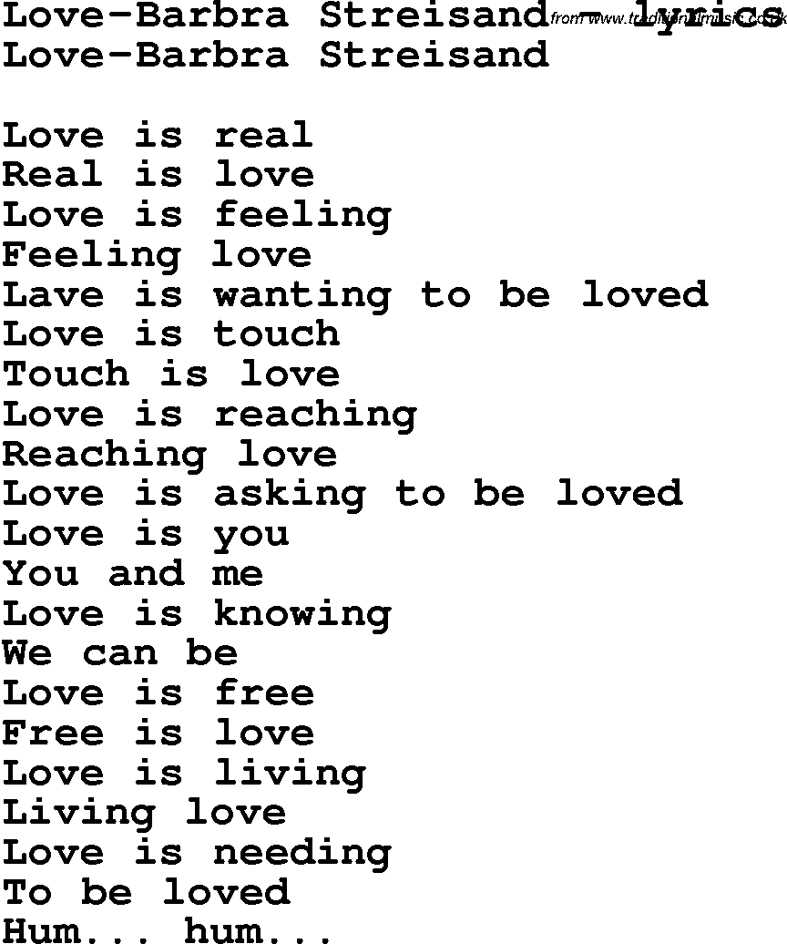 Love Song Lyrics for: Love-Barbra Streisand