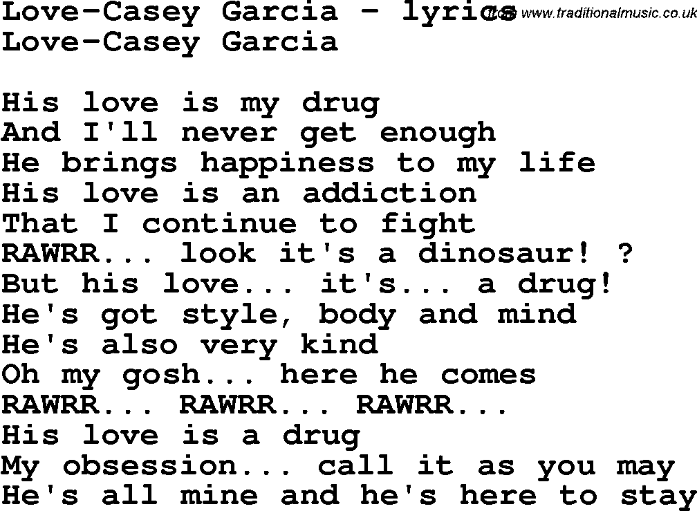 Love Song Lyrics for: Love-Casey Garcia