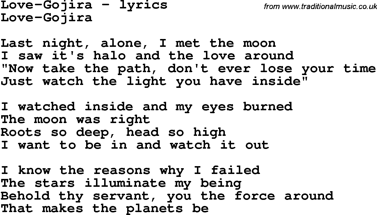 Love Song Lyrics for: Love-Gojira