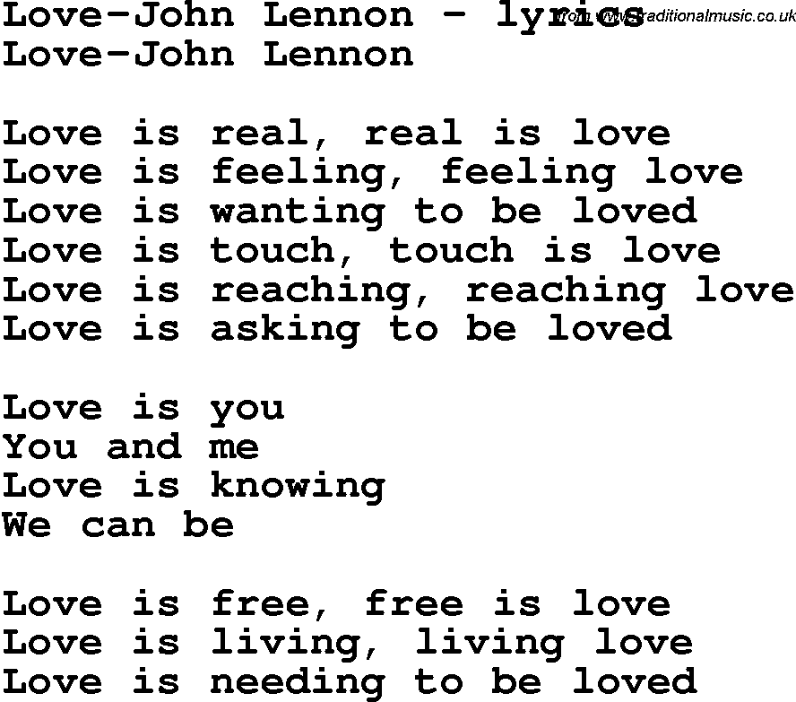 Love Song Lyrics for: Love-John Lennon