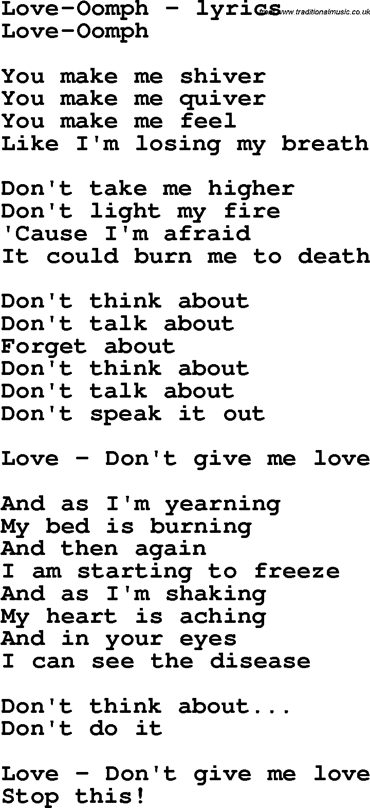 Love Song Lyrics for: Love-Oomph