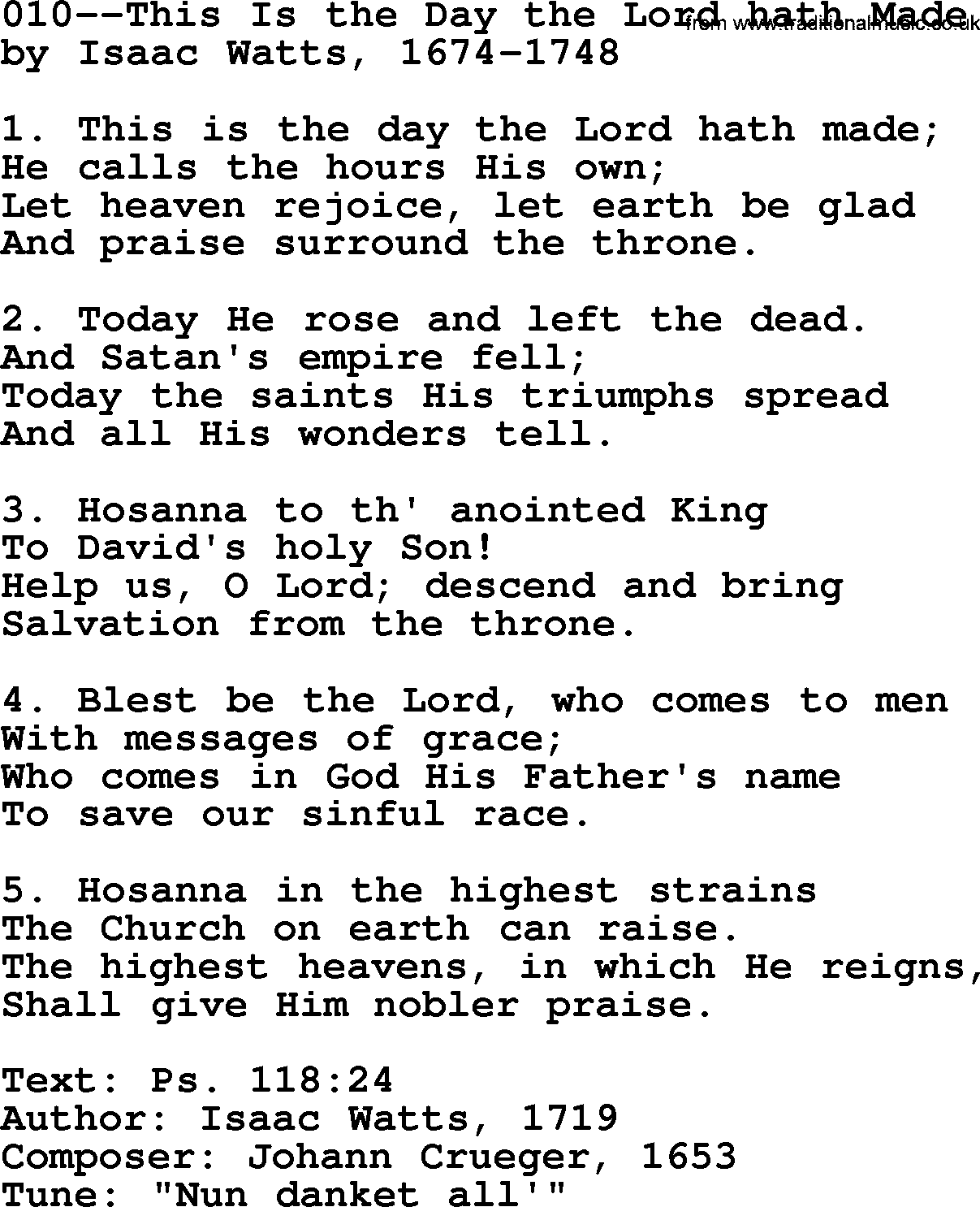 Lutheran Hymn: 010--This Is the Day the Lord hath Made.txt lyrics with PDF