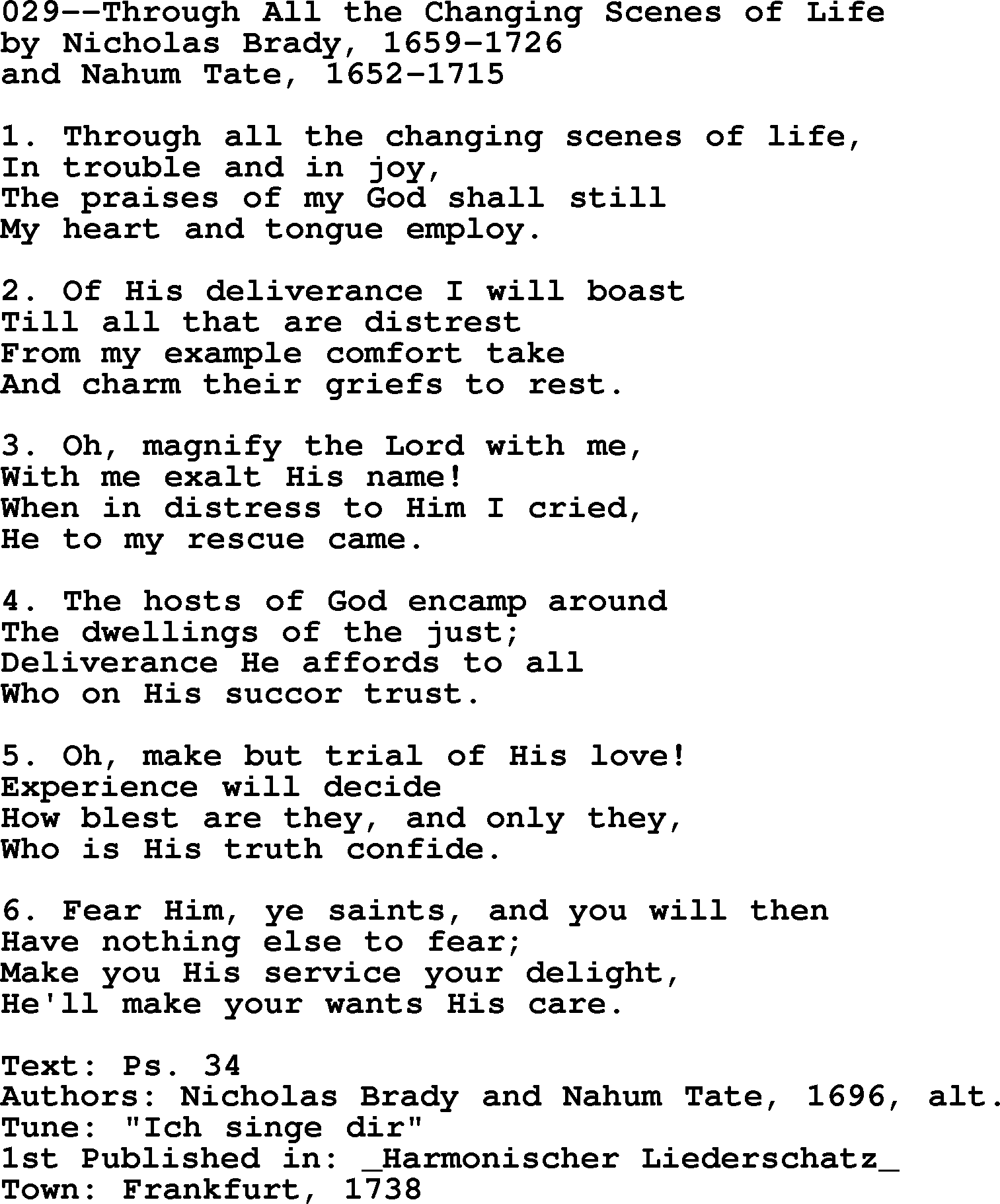 Lutheran Hymn: 029--Through All the Changing Scenes of Life.txt lyrics with PDF