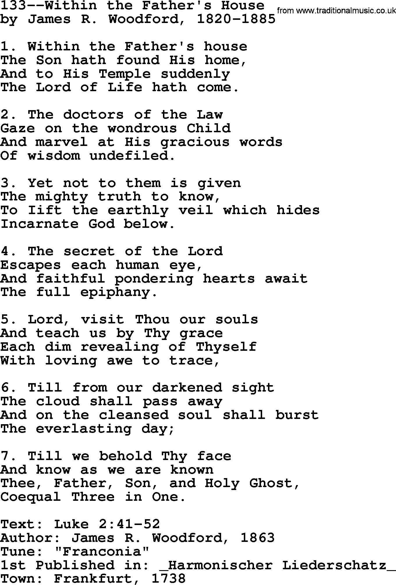 Lutheran Hymn: 133--Within the Father's House.txt lyrics with PDF