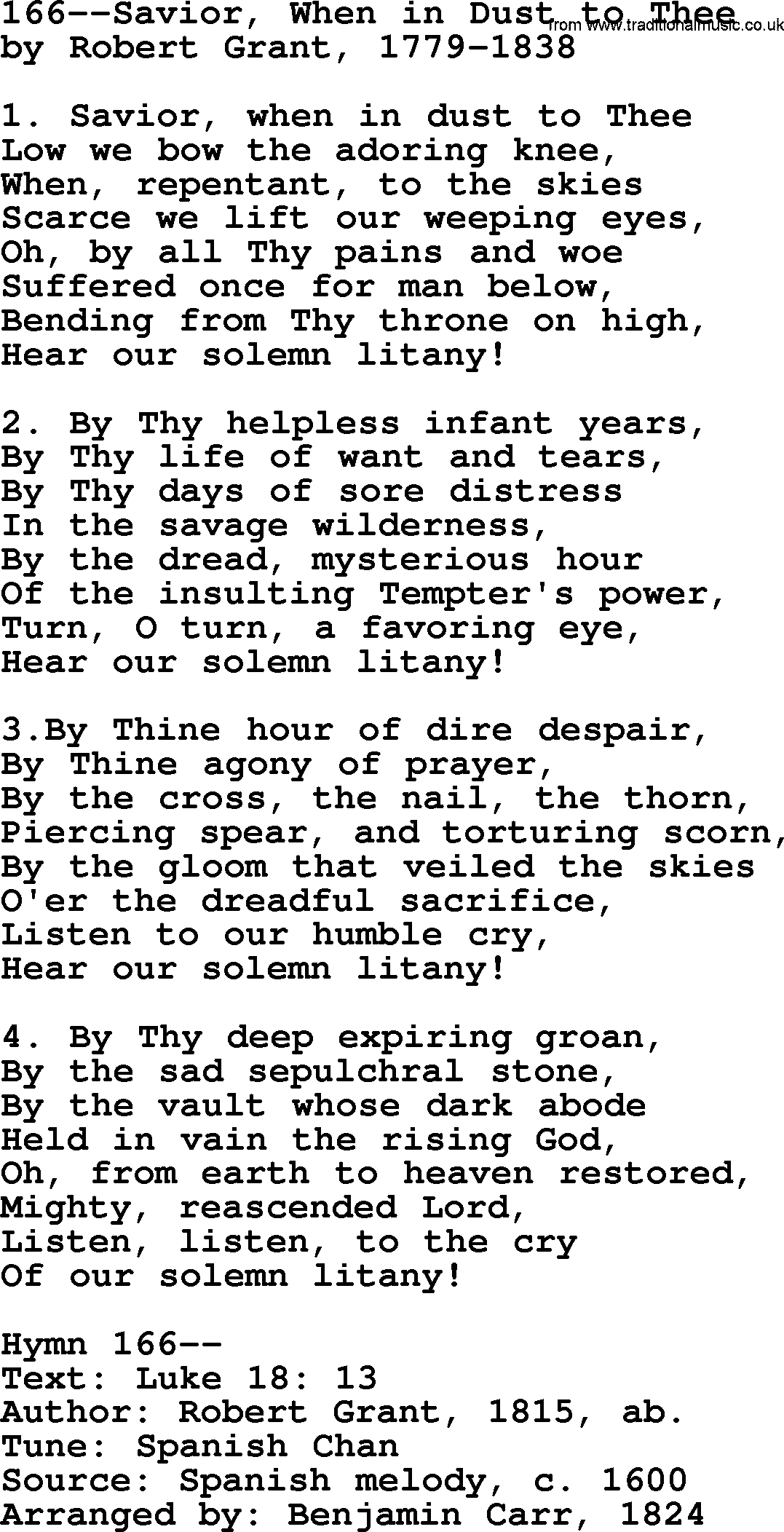 Lutheran Hymn: 166--Savior, When in Dust to Thee.txt lyrics with PDF