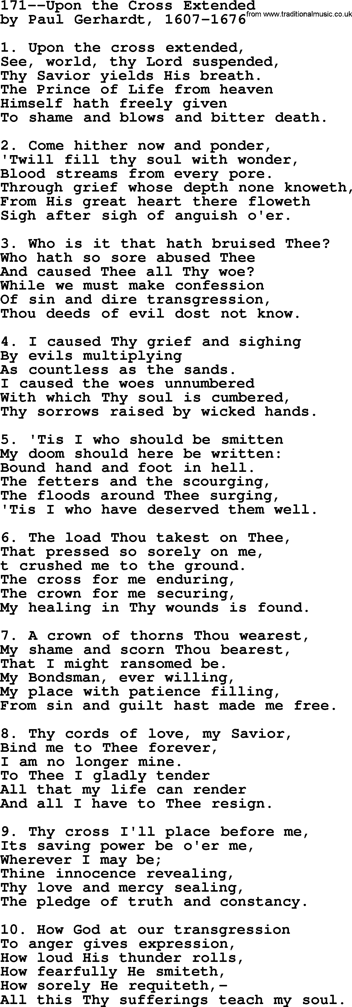 Lutheran Hymn: 171--Upon the Cross Extended.txt lyrics with PDF