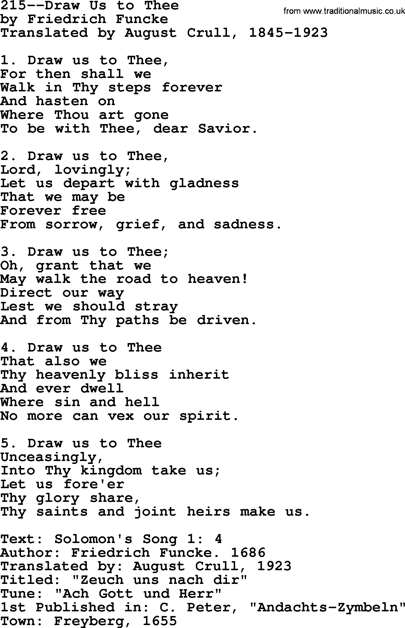 Lutheran Hymn: 215--Draw Us to Thee.txt lyrics with PDF