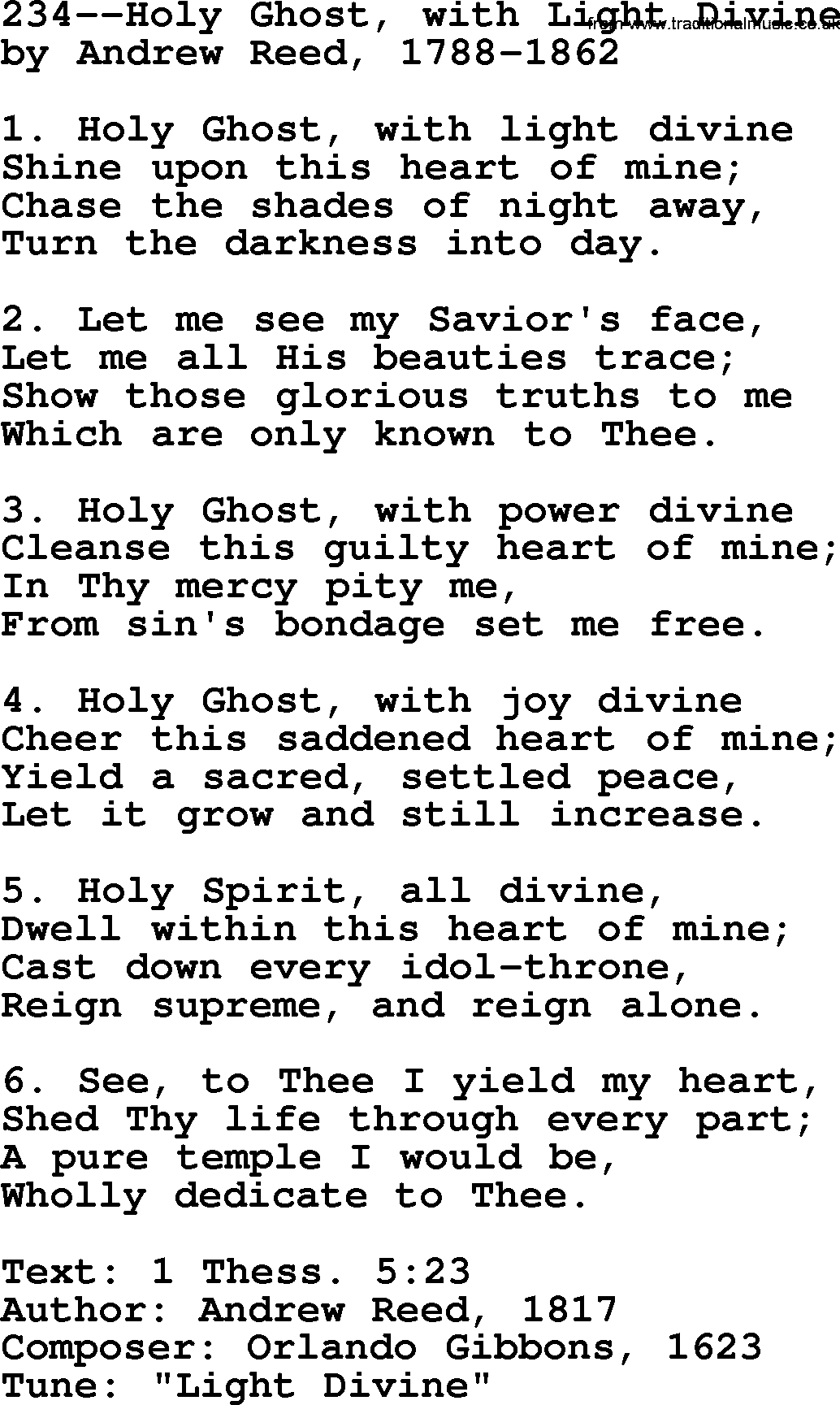 Lutheran Hymn: 234--Holy Ghost, with Light Divine.txt lyrics with PDF