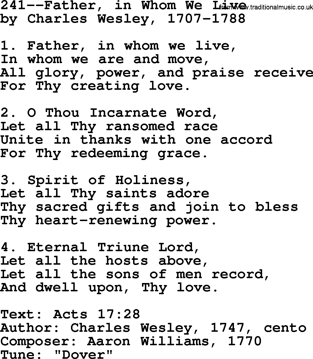 Lutheran Hymn: 241--Father, in Whom We Live.txt lyrics with PDF