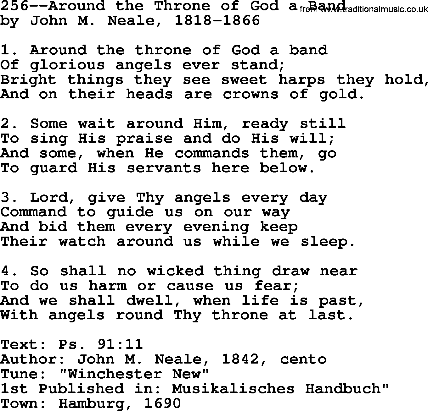 Lutheran Hymn: 256--Around the Throne of God a Band.txt lyrics with PDF
