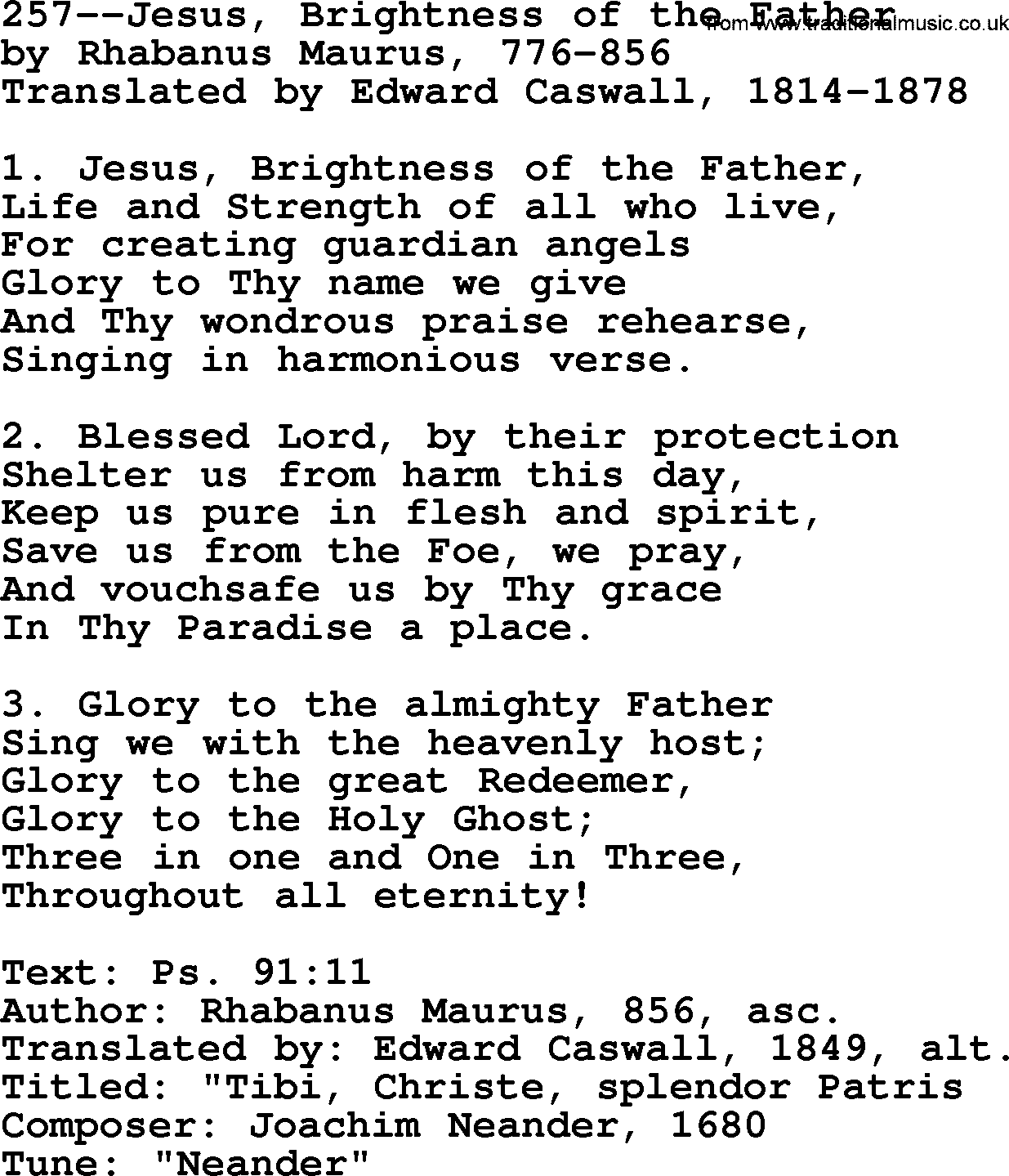 Lutheran Hymn: 257--Jesus, Brightness of the Father.txt lyrics with PDF