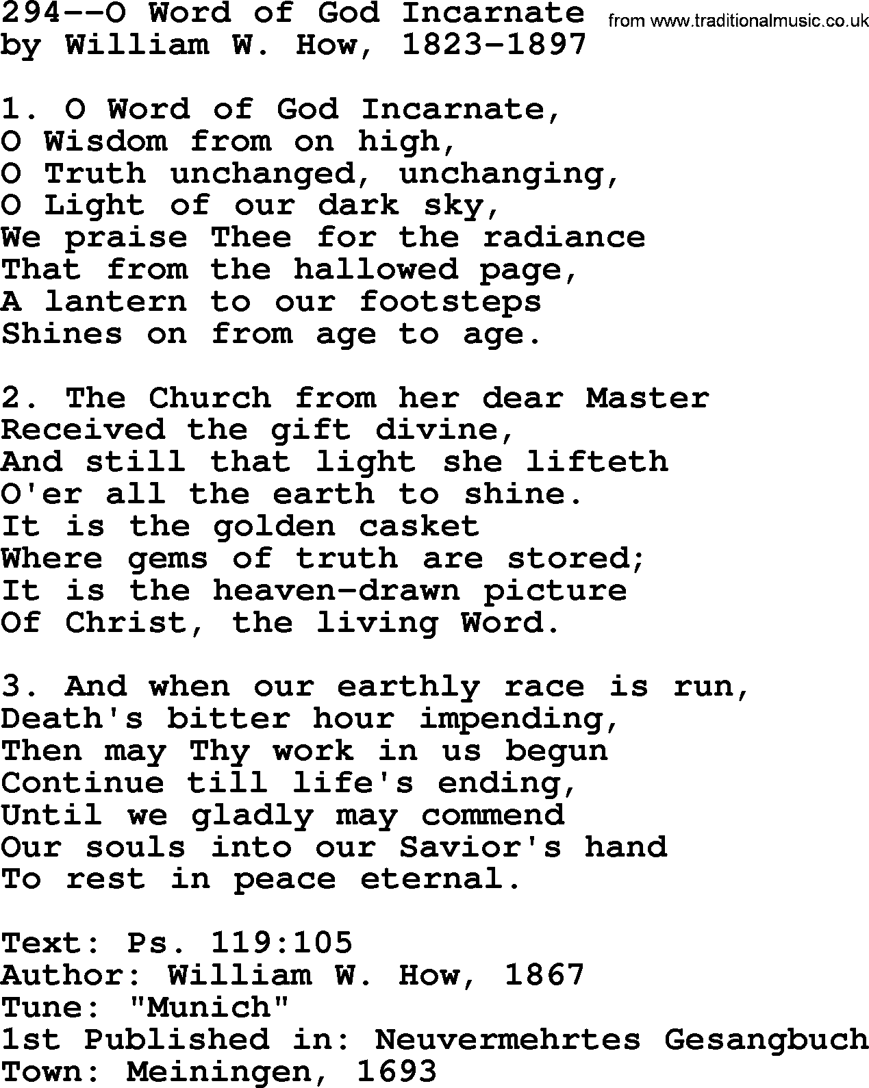 Lutheran Hymn: 294--O Word of God Incarnate.txt lyrics with PDF