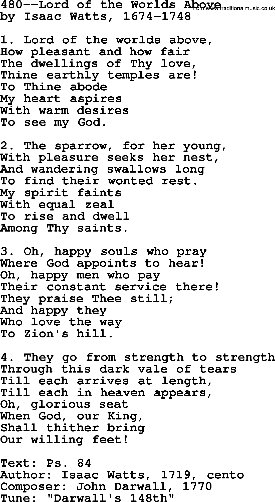 Lutheran Hymn: 480--Lord of the Worlds Above.txt lyrics with PDF