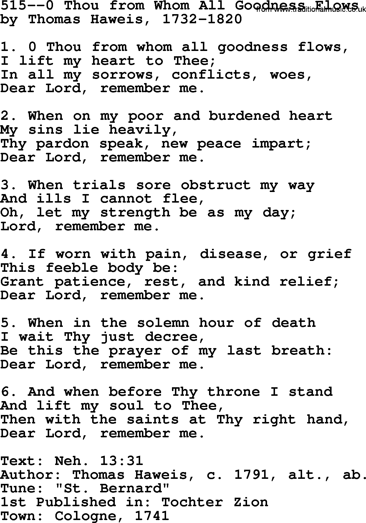Lutheran Hymn: 515--0 Thou from Whom All Goodness Flows.txt lyrics with PDF