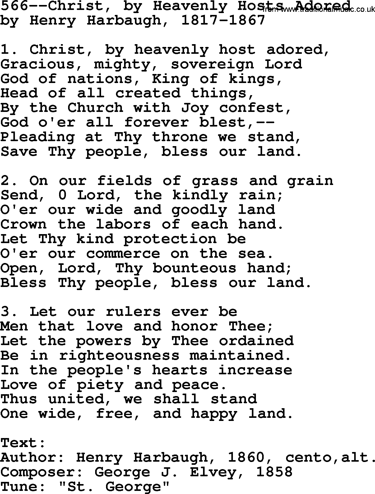 Lutheran Hymn: 566--Christ, by Heavenly Hosts Adored.txt lyrics with PDF