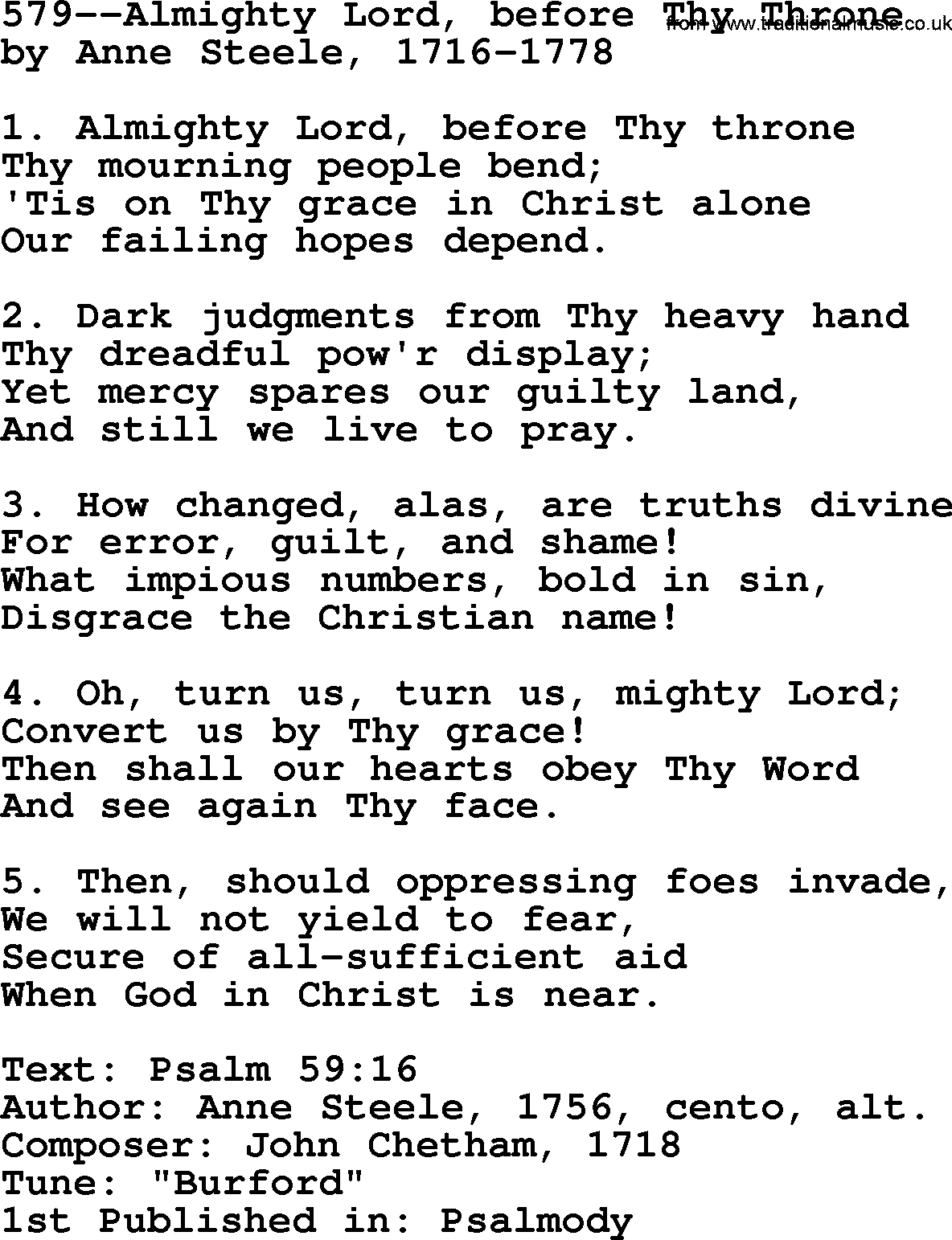 Lutheran Hymn: 579--Almighty Lord, before Thy Throne.txt lyrics with PDF
