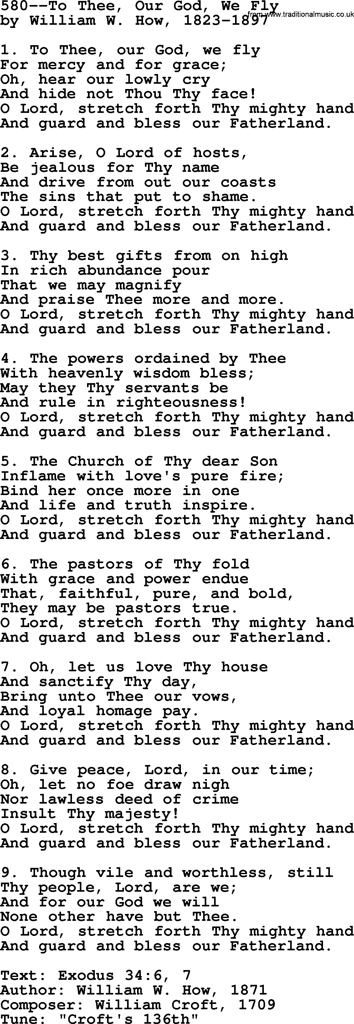 Lutheran Hymn: 580--To Thee, Our God, We Fly.txt lyrics with PDF