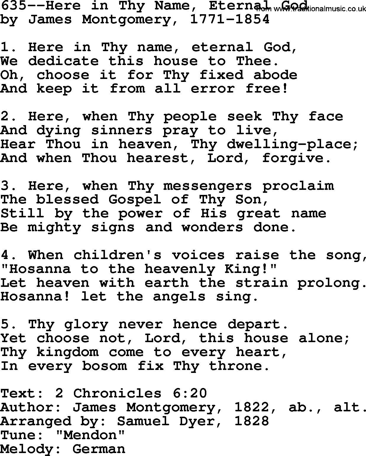 Lutheran Hymn: 635--Here in Thy Name, Eternal God.txt lyrics with PDF