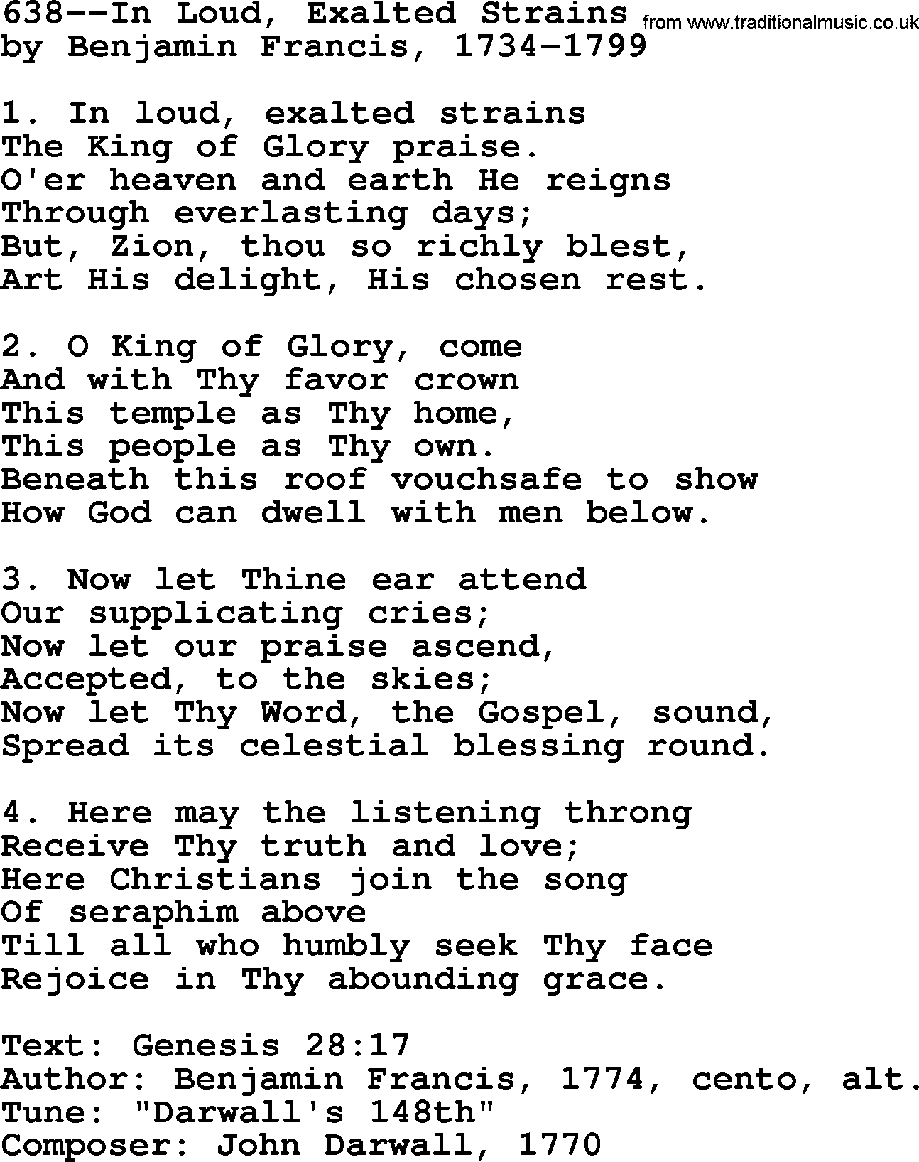 Lutheran Hymn: 638--In Loud, Exalted Strains.txt lyrics with PDF