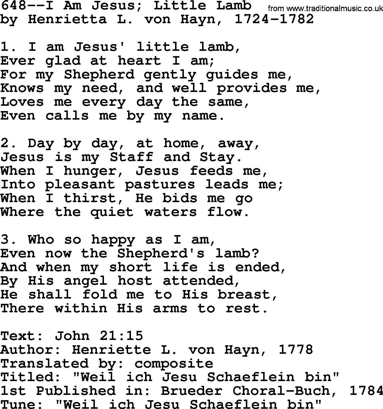 Lutheran Hymns Song 648 I Am Jesus Little Lamb Lyrics And Pdf