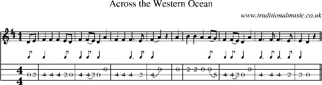 Mandolin Tab and Sheet Music for Across The Western Ocean