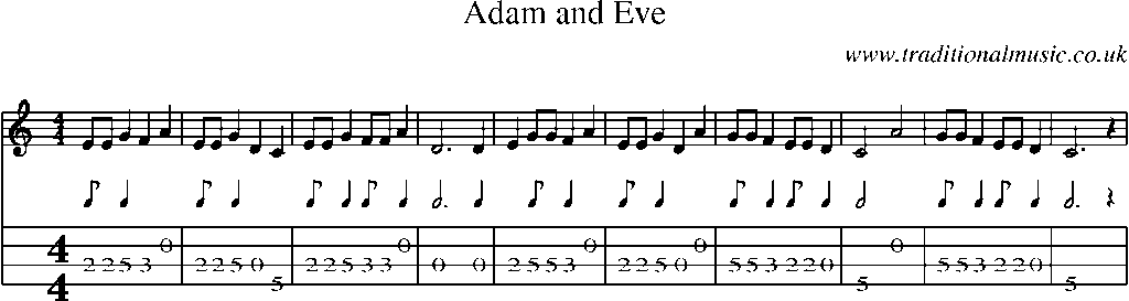 Mandolin Tab and Sheet Music for Adam And Eve