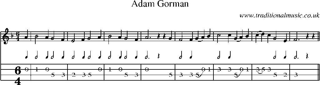 Mandolin Tab and Sheet Music for Adam Gorman
