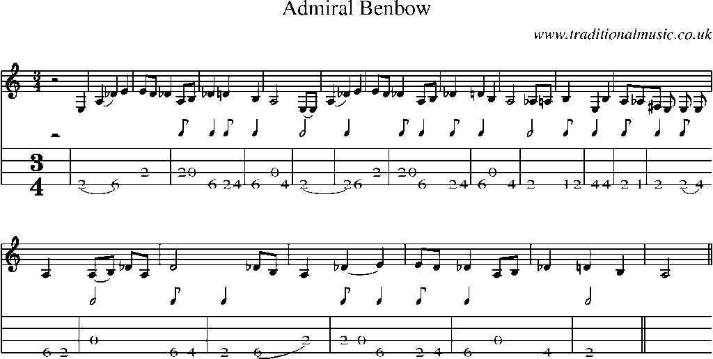 Mandolin Tab and Sheet Music for Admiral Benbow(1)