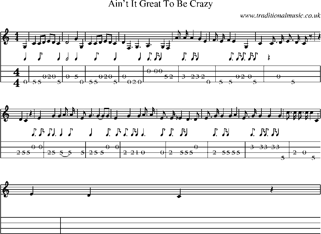 Mandolin Tab and Sheet Music for Ain't It Great To Be Crazy