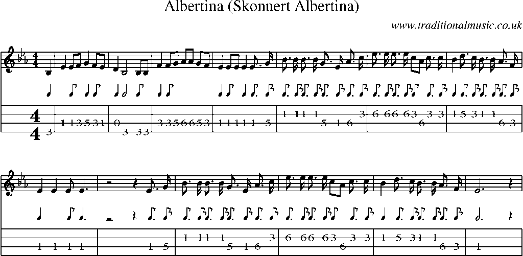 Mandolin Tab and Sheet Music for Albertina (skonnert Albertina)