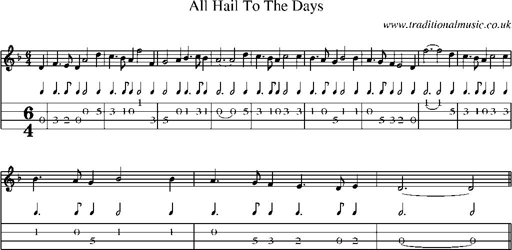Mandolin Tab and Sheet Music for All Hail To The Days