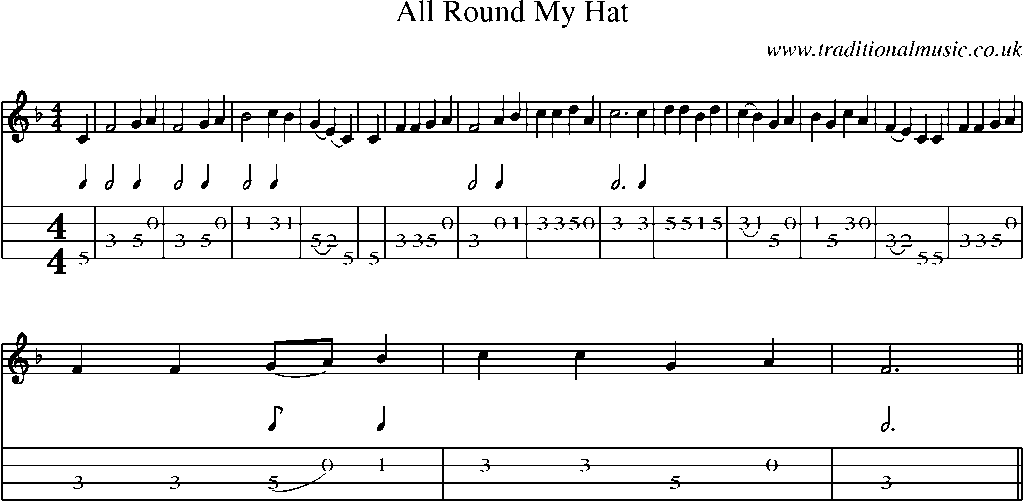 Mandolin Tab and Sheet Music for All Round My Hat(2)