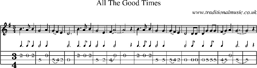 Mandolin Tab and Sheet Music for All The Good Times
