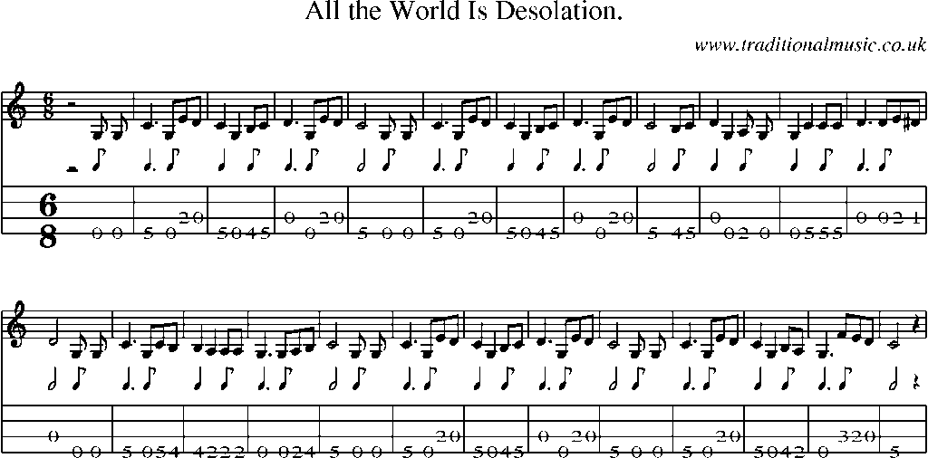 Mandolin Tab and Sheet Music for All The World Is Desolation.