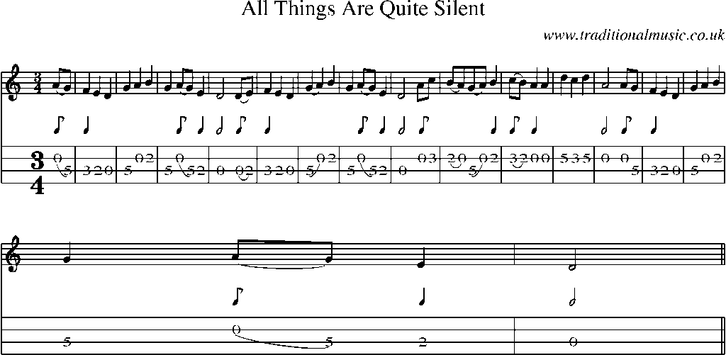 Mandolin Tab and Sheet Music for All Things Are Quite Silent