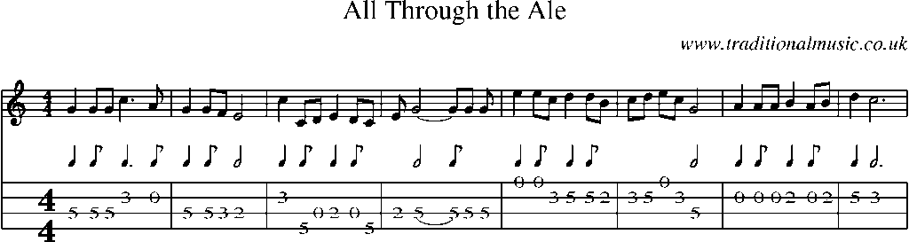 Mandolin Tab and Sheet Music for All Through The Ale