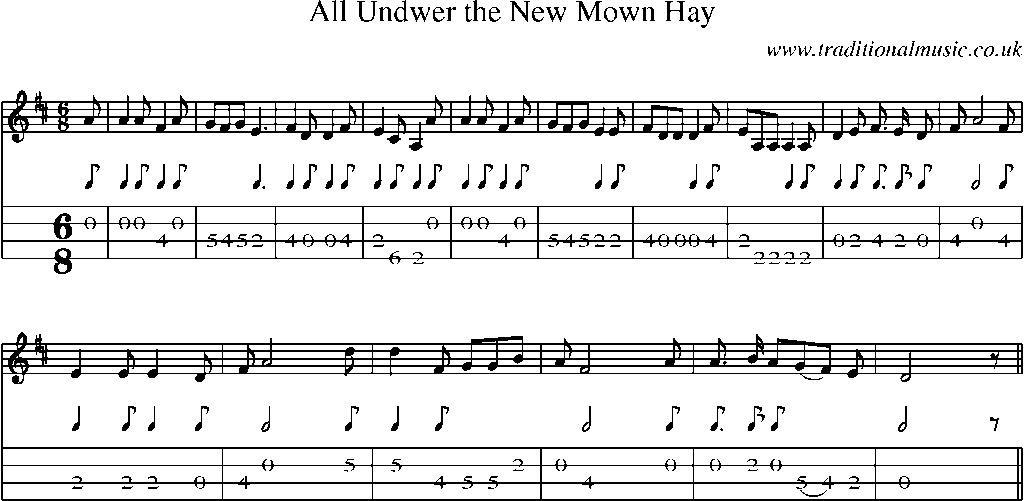 Mandolin Tab and Sheet Music for All Undwer The New Mown Hay