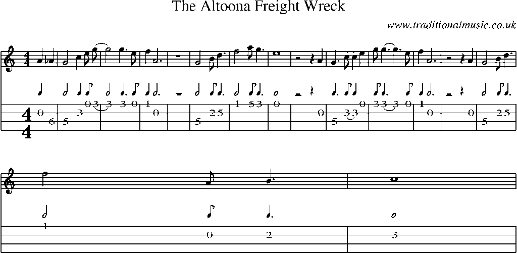 Mandolin Tab and Sheet Music for The Altoona Freight Wreck