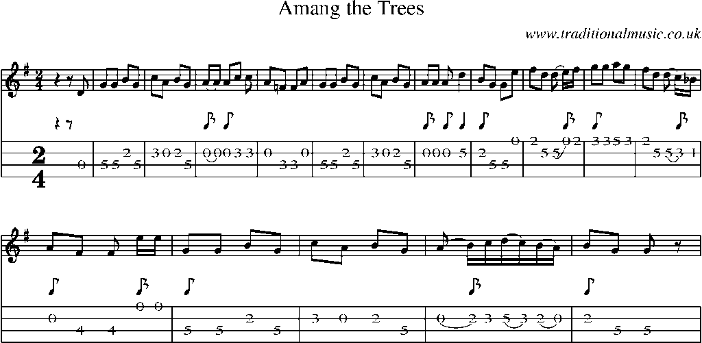 Mandolin Tab and Sheet Music for Amang The Trees