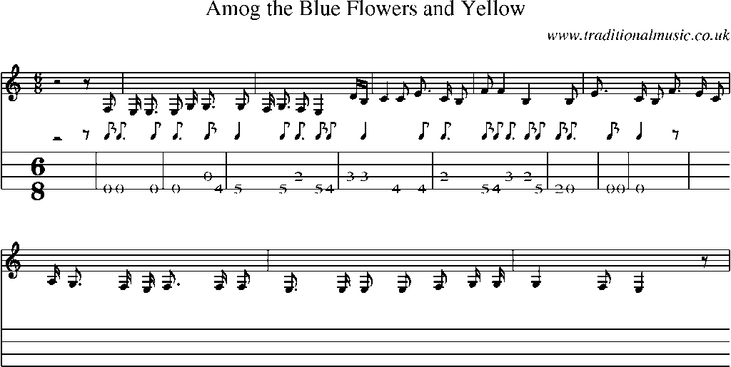 Mandolin Tab and Sheet Music for Amog The Blue Flowers And Yellow