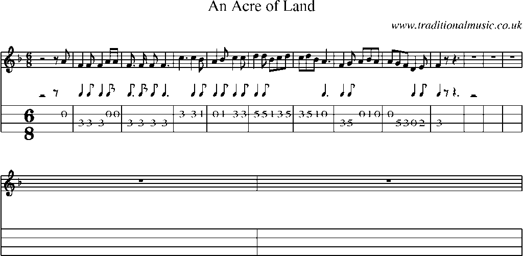 Mandolin Tab and Sheet Music for An Acre Of Land