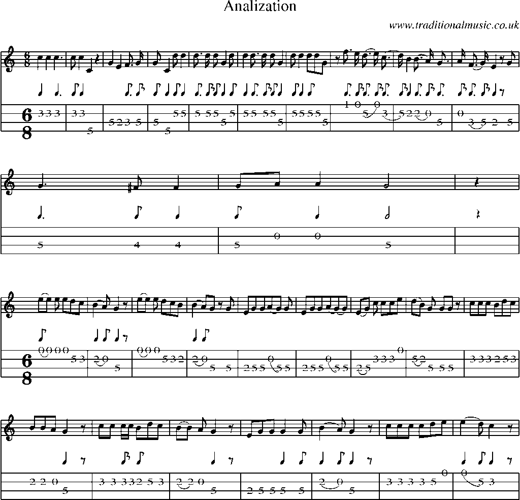 Mandolin Tab and Sheet Music for Analization
