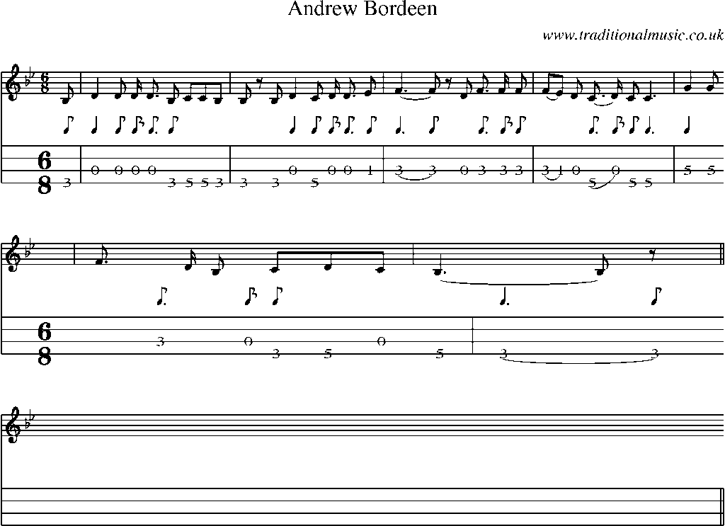 Mandolin Tab and Sheet Music for Andrew Bordeen