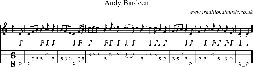 Mandolin Tab and Sheet Music for Andy Bardeen