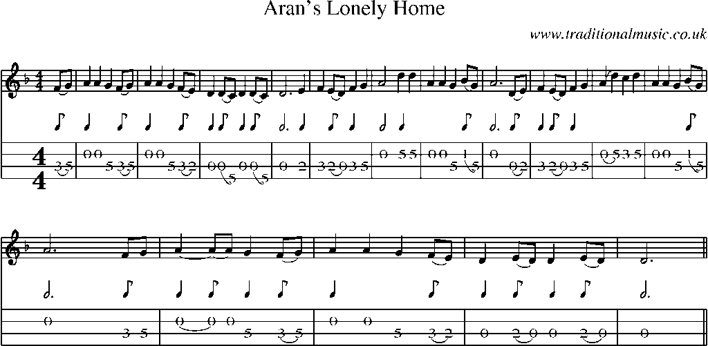 Mandolin Tab and Sheet Music for Aran's Lonely Home