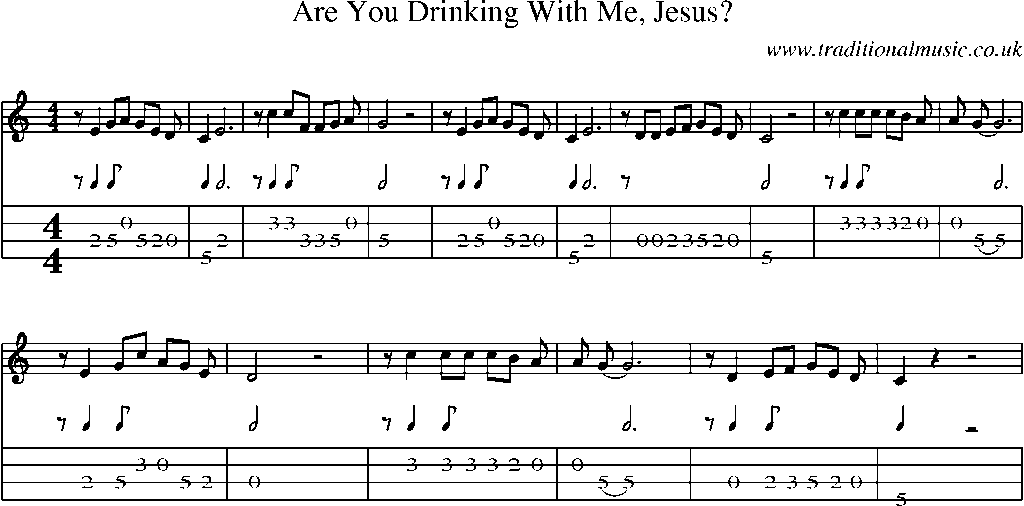 Mandolin Tab and Sheet Music for Are You Drinking With Me, Jesus?