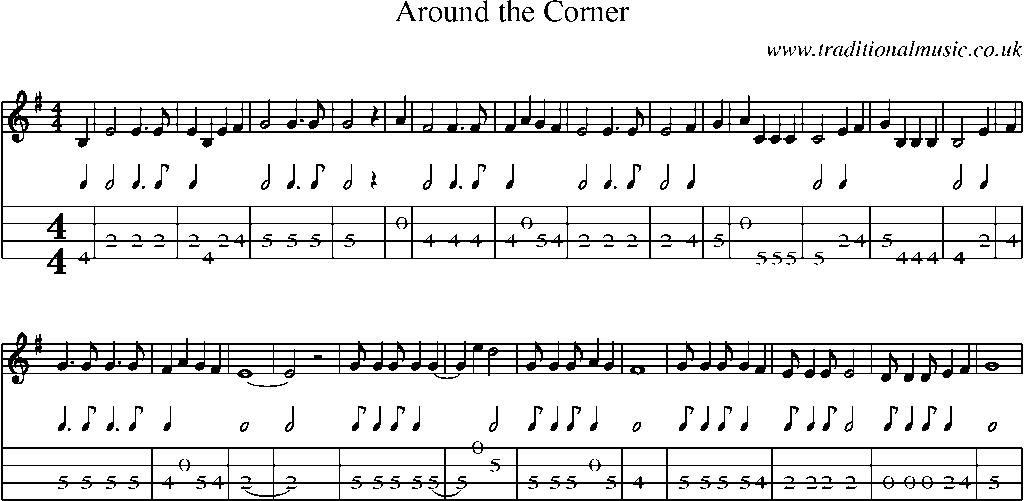 Mandolin Tab and Sheet Music for Around The Corner