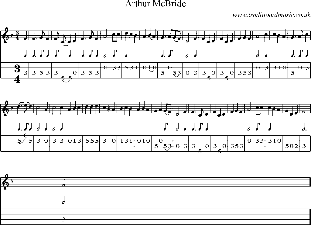 Mandolin Tab and Sheet Music for Arthur Mcbride